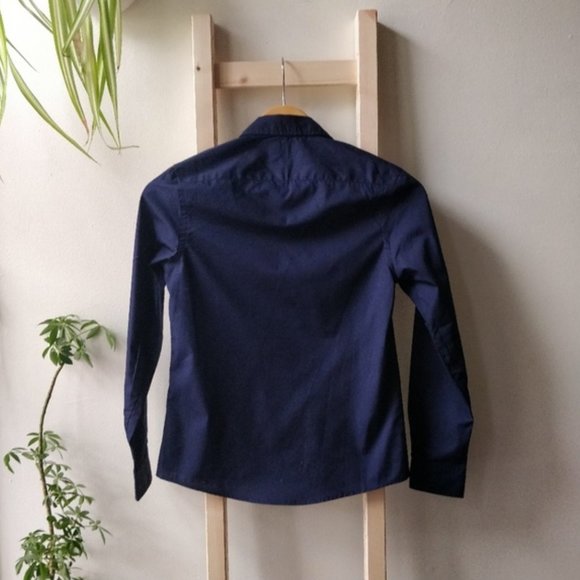NWOT Original American Apparel Navy Blue Button Down Blouse XS - Picture 2 of 6